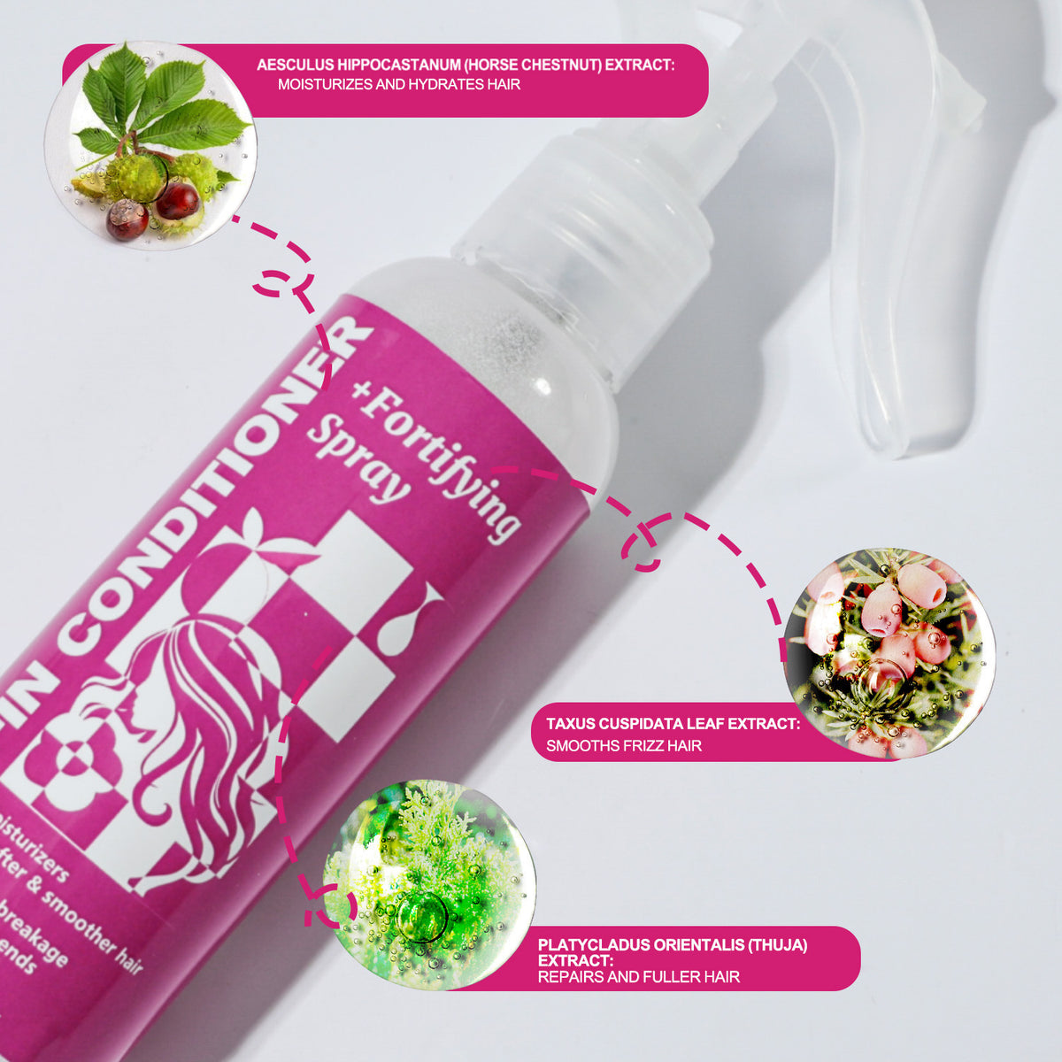 Leave-In Hair Conditioner Anti-Knot Spray for Detangling, Hydrating and Smoothing Hair